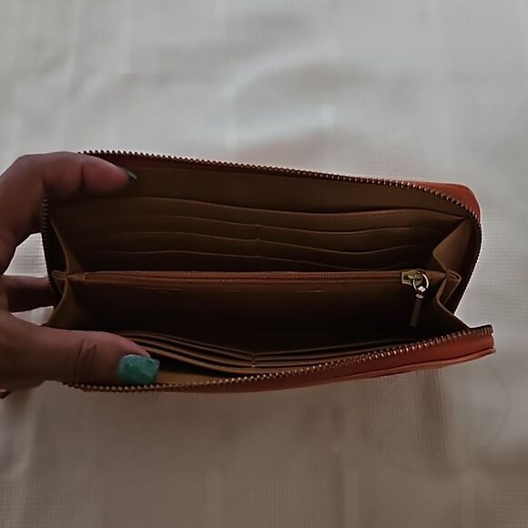 Fossil Women's Leather Wallet Orange - Picture 7 of 16